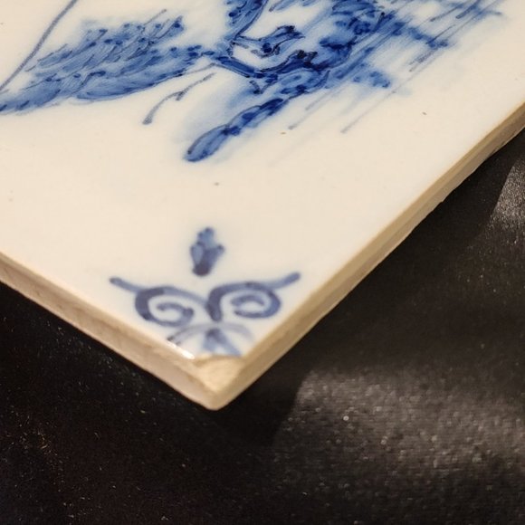 Vintage Harlingen Holland Delft Tile: Duck - Picture 5 of 5